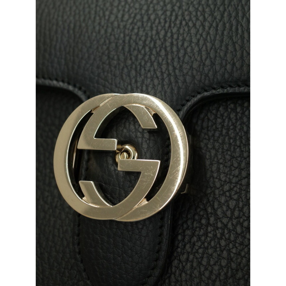 Gucci Interlocking GG shoulder bag black calfskin leather - Picture 4 of 9